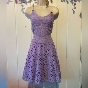 VENUS | Dresses | Nwot Pretty Lilac Cotton Purple Eyelet Dressfit N  Flarecami Straplined L2 | Poshmark